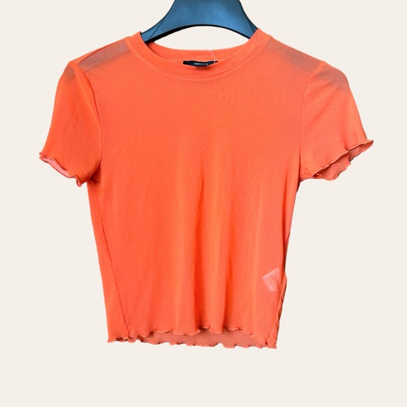 🎉Forever 21 Orange sheer mesh crop top size M - Picture 1 of 7